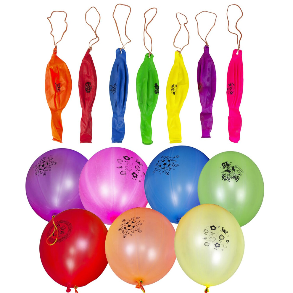(Printed, 1pc) 12 Inch Punch Balloons Assorted Colours Large Punch Balloons with Elastic Bands Latex Toy for Kid's Birthdays, Baby Functions, Party Supplies