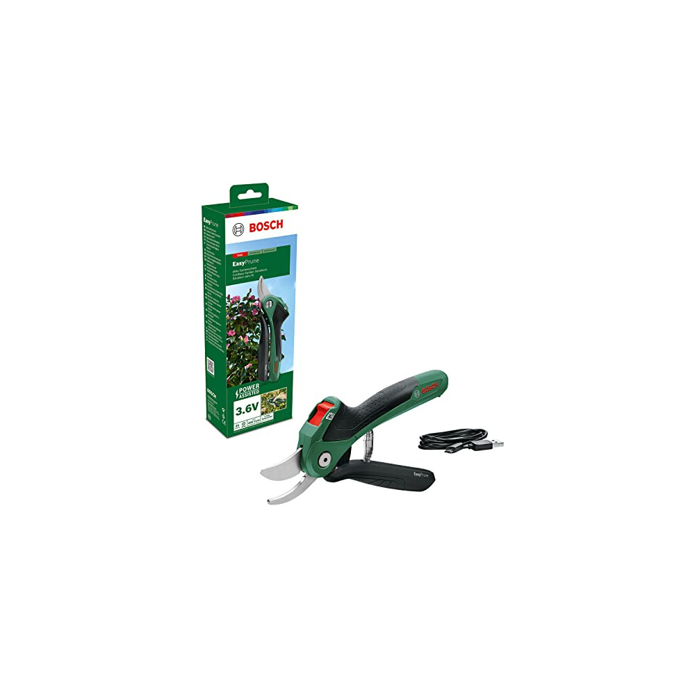 Bosch Home and Garden Cordless Secateurs EasyPrune (Integrated 3.6 Volt Battery; 450 Cuts per Battery Charge; Rechargeable with Micro-USB Cable