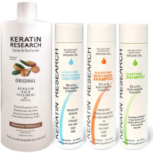 Brazilian Keratin Blowout Straightening Smoothing Hair Treatment 4 Bottles 1kml Kit Includes Sulfate Free Shampoo Conditioner set by Keratin Research