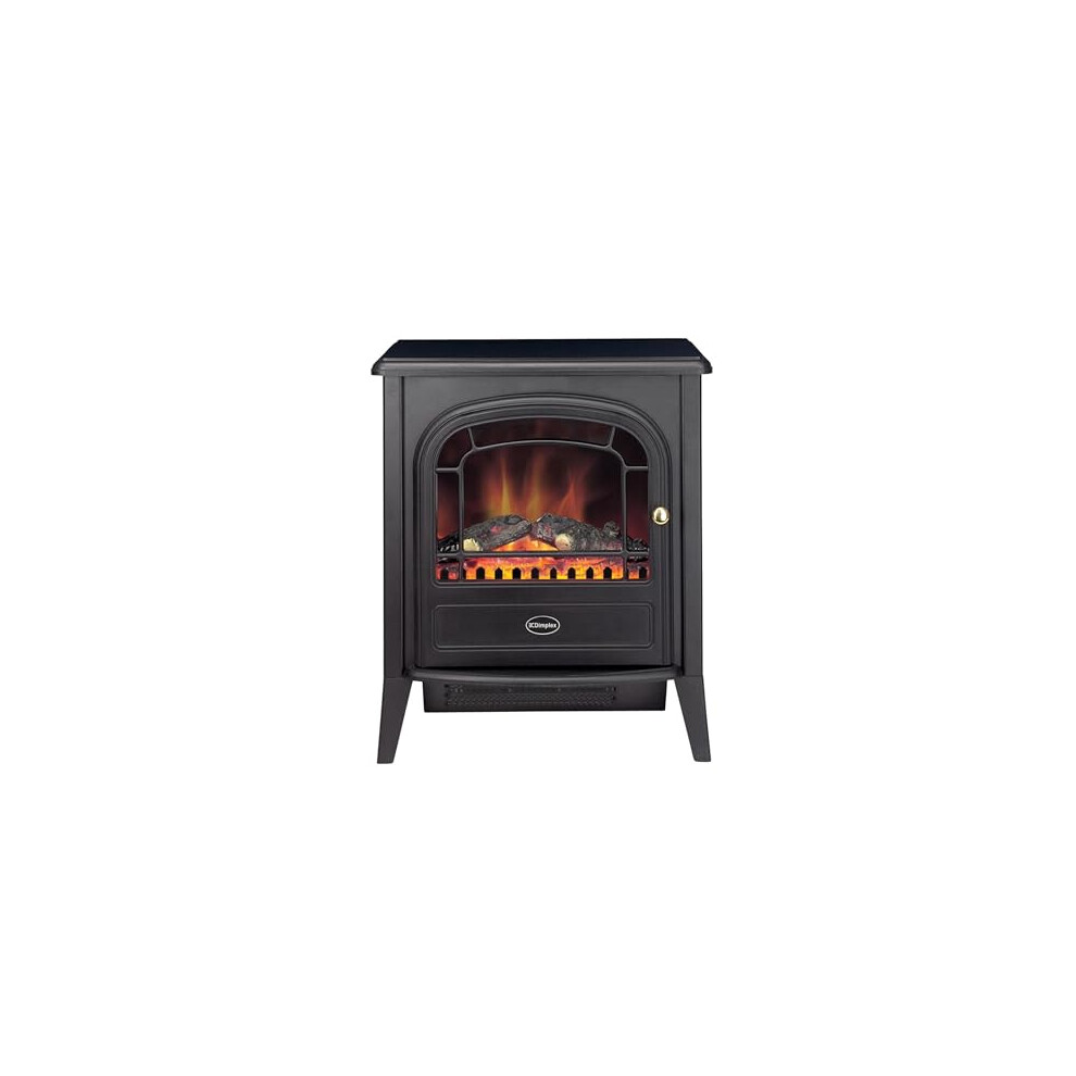 Dimplex Club Optiflame Electric Stove, Matt Black Free Standing Electric Fireplace with Artificial Logs