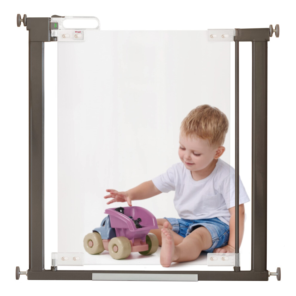 Fred Perry Fred Safety Pressure Fit Acrylic Clear-View Baby Safety Gate | Extendable Stair Gate Fits Wide Openings 76Cm To 96Cm