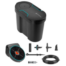 Gardena solar-powered AquaBloom irrigation set with water tank: Solar-powered irrigation set for up to 20 potted plants, control unit