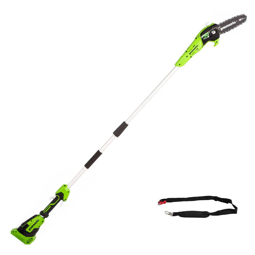 Greenworks G40PSF Cordless Pole Saw, 20cm Bar Length, 8m/s Chain Speed, 3.64kg, Auto-Oiler, 80ml Oil Tank,