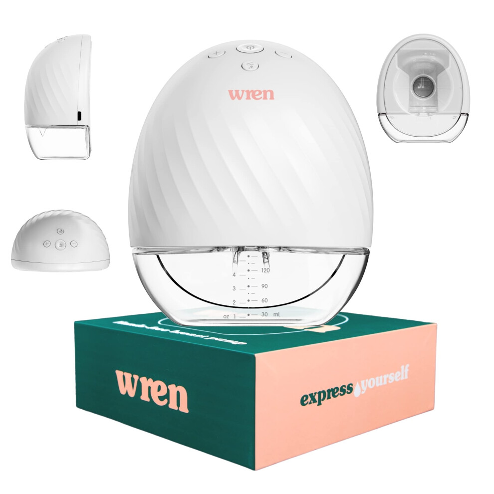 Handsfree Electric Breast Pump By Wren | Wearable Portable Breastpump | Wireless & Rechargeable | Low Noise & Discreet White Jenny Wren