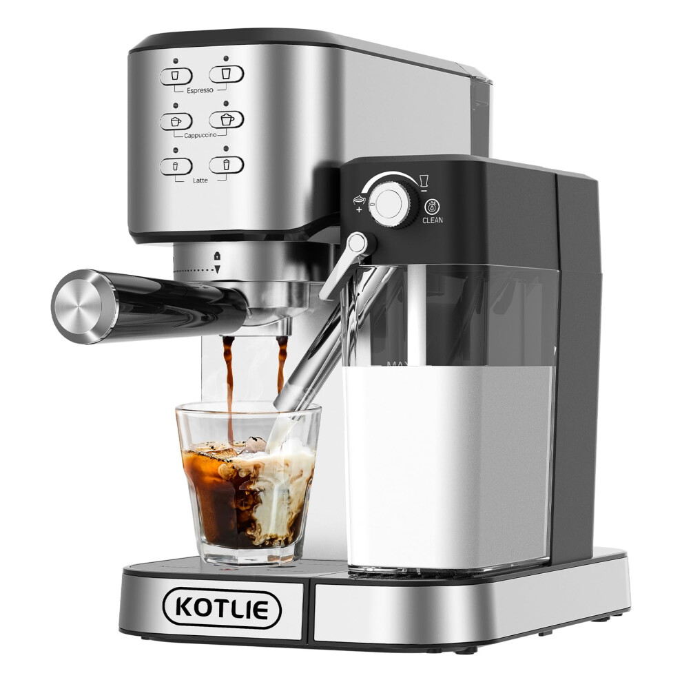 KOTLIE Espresso Coffee Machine with Automatic Milk Frother, 20Bar One-Touch Coffee Machines for Espresso, Cappuccino and Latte,