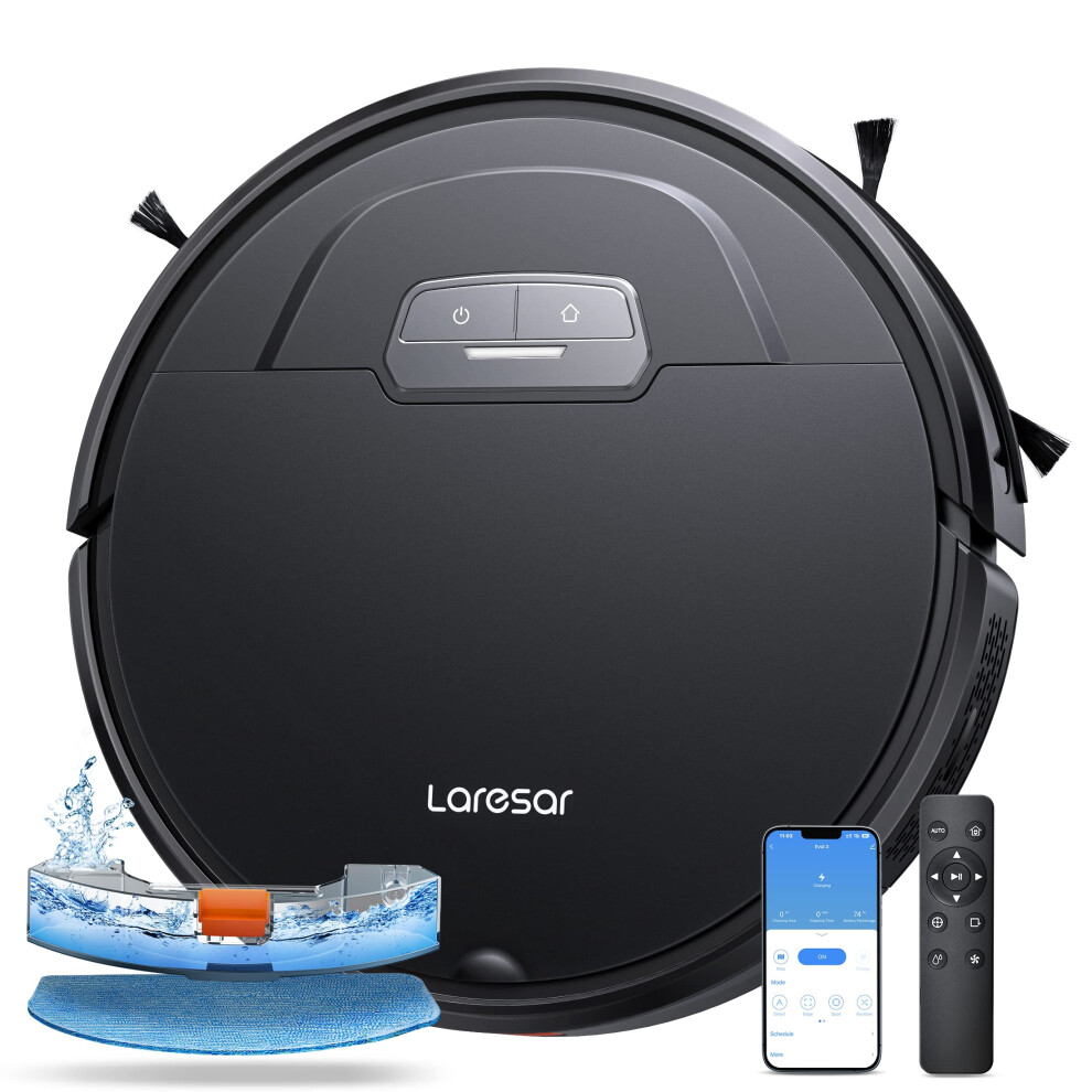 Laresar Robot Vacuum Cleaner with Mop, 4500Pa Robotic Vacuum with Auto Carpet Boost, Ultra Thin Robot Hoover for Pet Hair