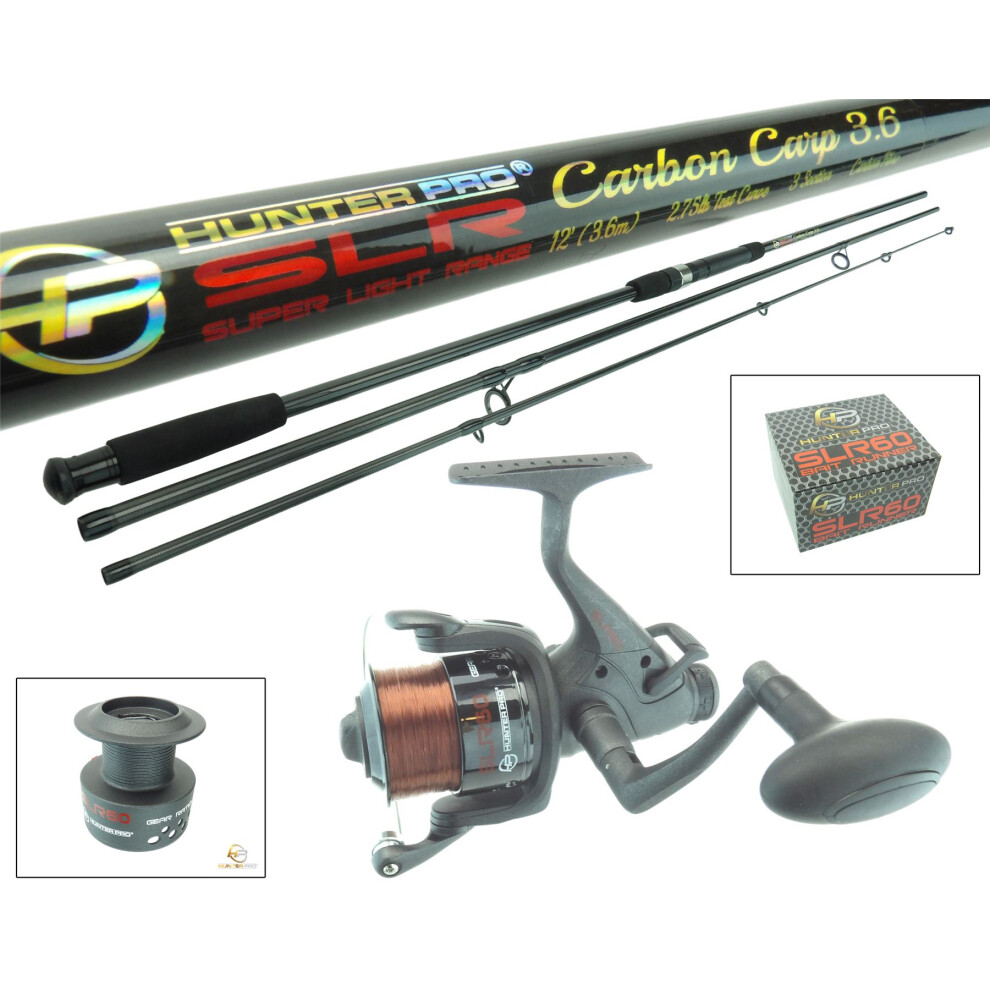 Hunter Pro SLR60 Baitrunner Reel & 3.6m Carbon Carp Rod