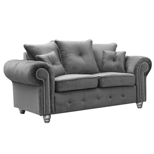 Olympia Grey Fabric Velvet 2+2 Seater Sofa Set 1