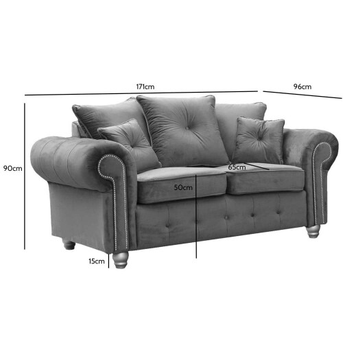 Olympia Grey Fabric Velvet 2+2 Seater Sofa Set 2