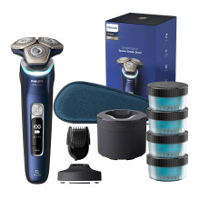 Philips Shaver Series 9000 - Wet and Dry Electric Shaver for Men in Blue with Lift & Cut, SkinIQ Technology, Pop-up Trimmer