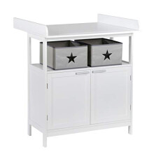 roba Wooden Changing Table Dresser with Removable Changing Top 'Hamburg' - Nursery Dresser with 2 Doors + 2 Canvas Boxes