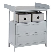 roba Wooden Changing Table Dresser with Removable Changing Top 'Hamburg' - Nursery Dresser with 2 Drawers + 2 Canvas Boxes