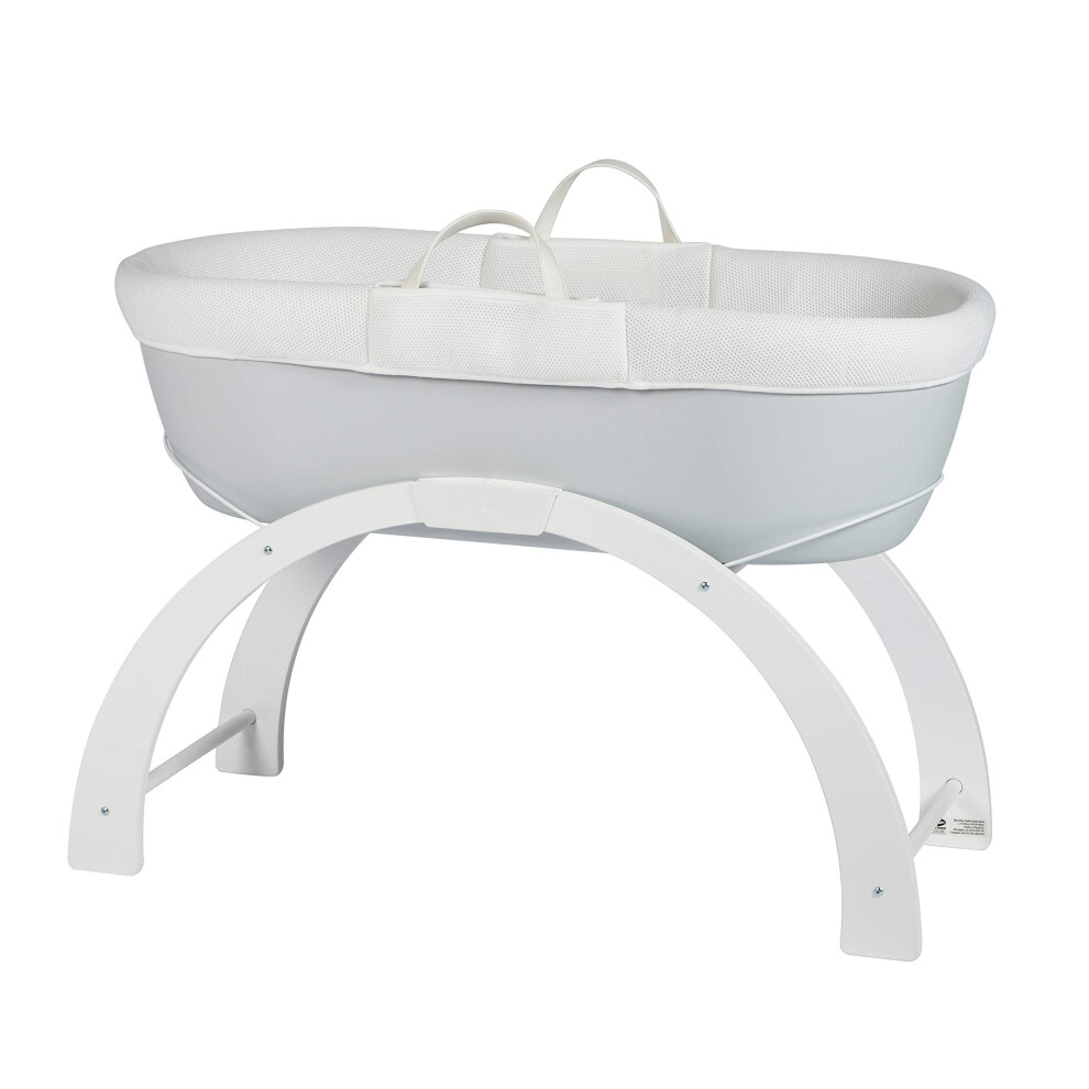 Shnuggle Dreami Moses Basket and Stand | Bedside Crib Sleeper with 3 positions | Breathable airflow covers