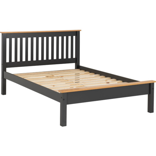 Seconique Monaco 4ft Bed Low Foot End Dark Grey Oak Effect 2