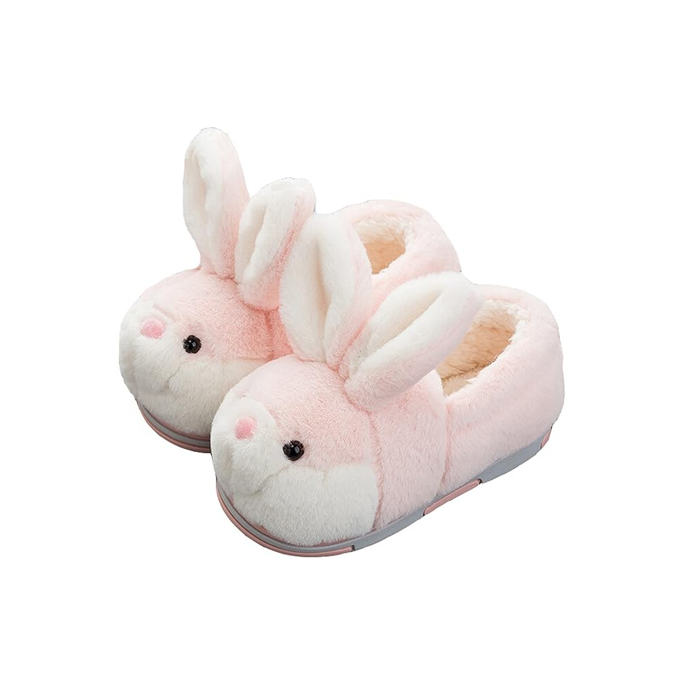 (Pink, 36-37) Rabbit Cotton Shoes Bunny Slippers Winter Warm Plush Slipper Animal Slippers Shoes For Kids Girl Women
