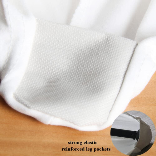 (5FT, White) Rectangular Stretchable Tablecloth Foldable Dinner Table Stretch Spandex Fitted Table Cloth Cover Protector for Wedding Party 2