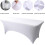 (6FT, White) Rectangular Stretchable Tablecloth Foldable Dinner Table Stretch Spandex Fitted Table Cloth Cover Protector for Wedding Party 2