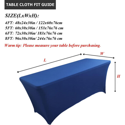 (5FT, Navy Blue) Rectangular Stretchable Tablecloth Foldable Dinner Table Stretch Spandex Fitted Table Cloth Cover Protector for Wedding Party 1