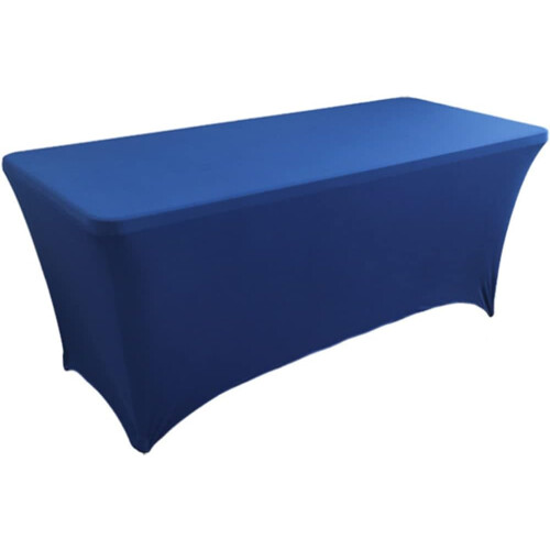 (4FT, Navy Blue) Rectangular Stretchable Tablecloth Foldable Dinner Table Stretch Spandex Fitted Table Cloth Cover Protector for Wedding Party