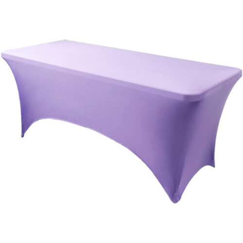 (5FT, Purple) Rectangular Stretchable Tablecloth Foldable Dinner Table Stretch Spandex Fitted Table Cloth Cover Protector for Wedding Party