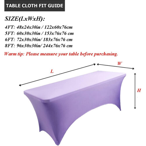 (5FT, Purple) Rectangular Stretchable Tablecloth Foldable Dinner Table Stretch Spandex Fitted Table Cloth Cover Protector for Wedding Party 1