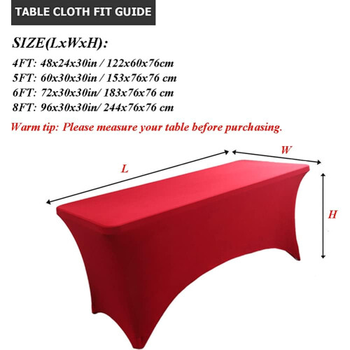 (5FT, Wine Red) Rectangular Stretchable Tablecloth Foldable Dinner Table Stretch Spandex Fitted Table Cloth Cover Protector for Wedding Party 1