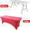 (5FT, Rose Red) Rectangular Stretchable Tablecloth Foldable Dinner Table Stretch Spandex Fitted Table Cloth Cover Protector for Wedding Party 4