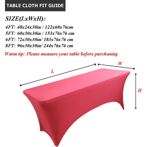 (6FT, Rose Red) Rectangular Stretchable Tablecloth Foldable Dinner Table Stretch Spandex Fitted Table Cloth Cover Protector for Wedding Party 2