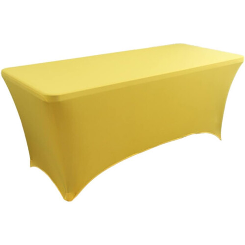 (5FT, Yellow) Rectangular Stretchable Tablecloth Foldable Dinner Table Stretch Spandex Fitted Table Cloth Cover Protector for Wedding Party
