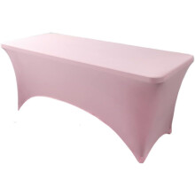 (5FT, Pink) Rectangular Stretchable Tablecloth Foldable Dinner Table Stretch Spandex Fitted Table Cloth Cover Protector for Wedding Party