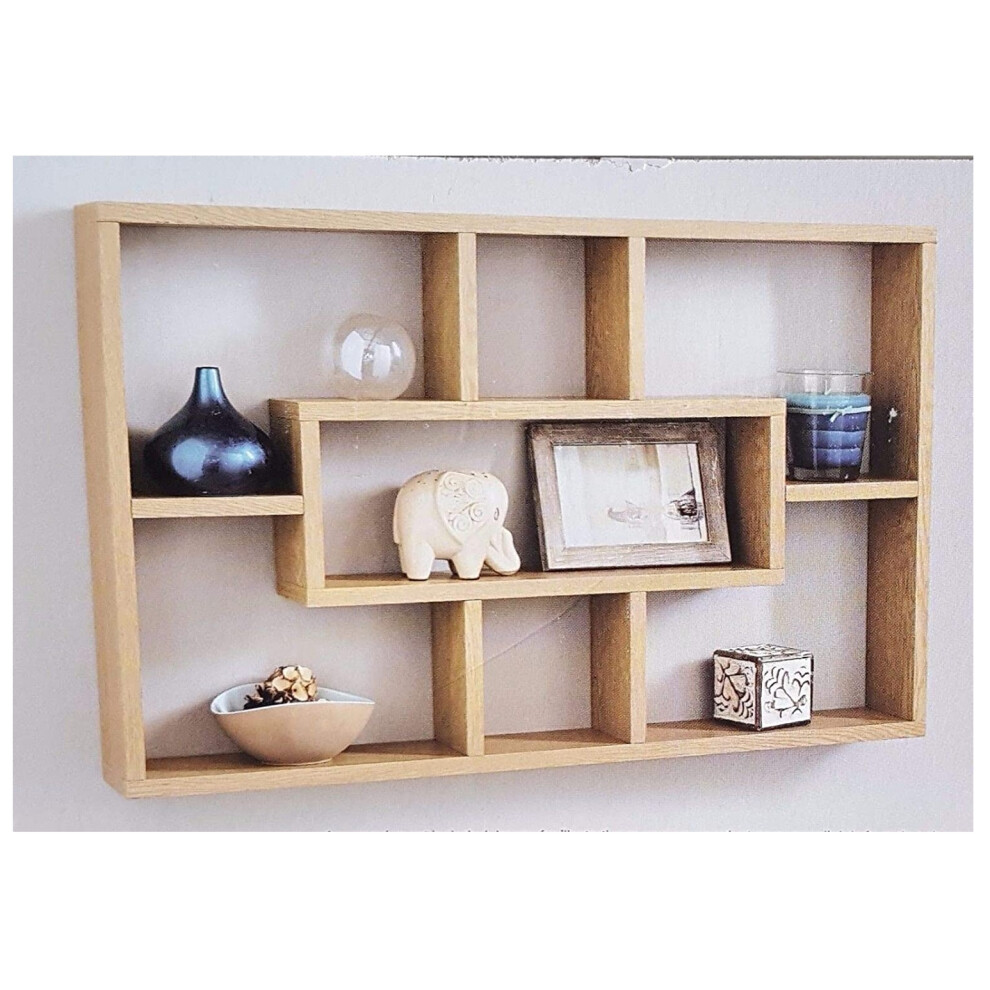 (Oak) Multi Compartment Space Saving Floating Shelf