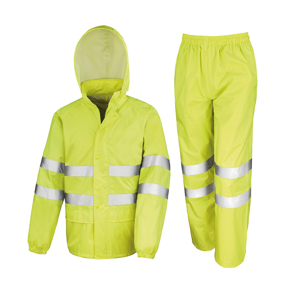 (S, Yellow) SAFE-GUARD by Result Unisex Adult High-Vis Waterproof Jacket And Trousers Set