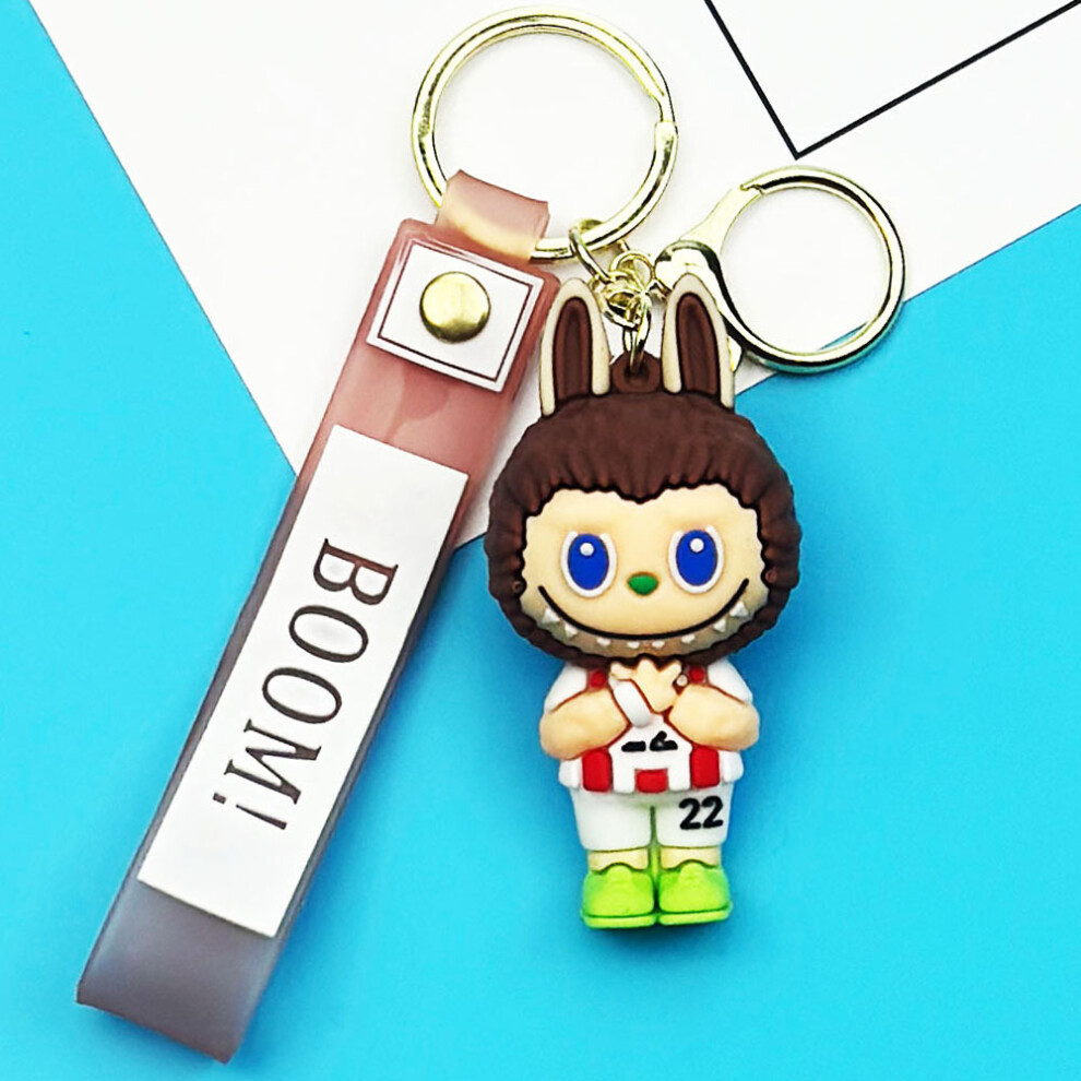 (Yellow) Fashion Labubu Keychain Cute Cartoon Backpack Car Pendant Gift Doll Ornament