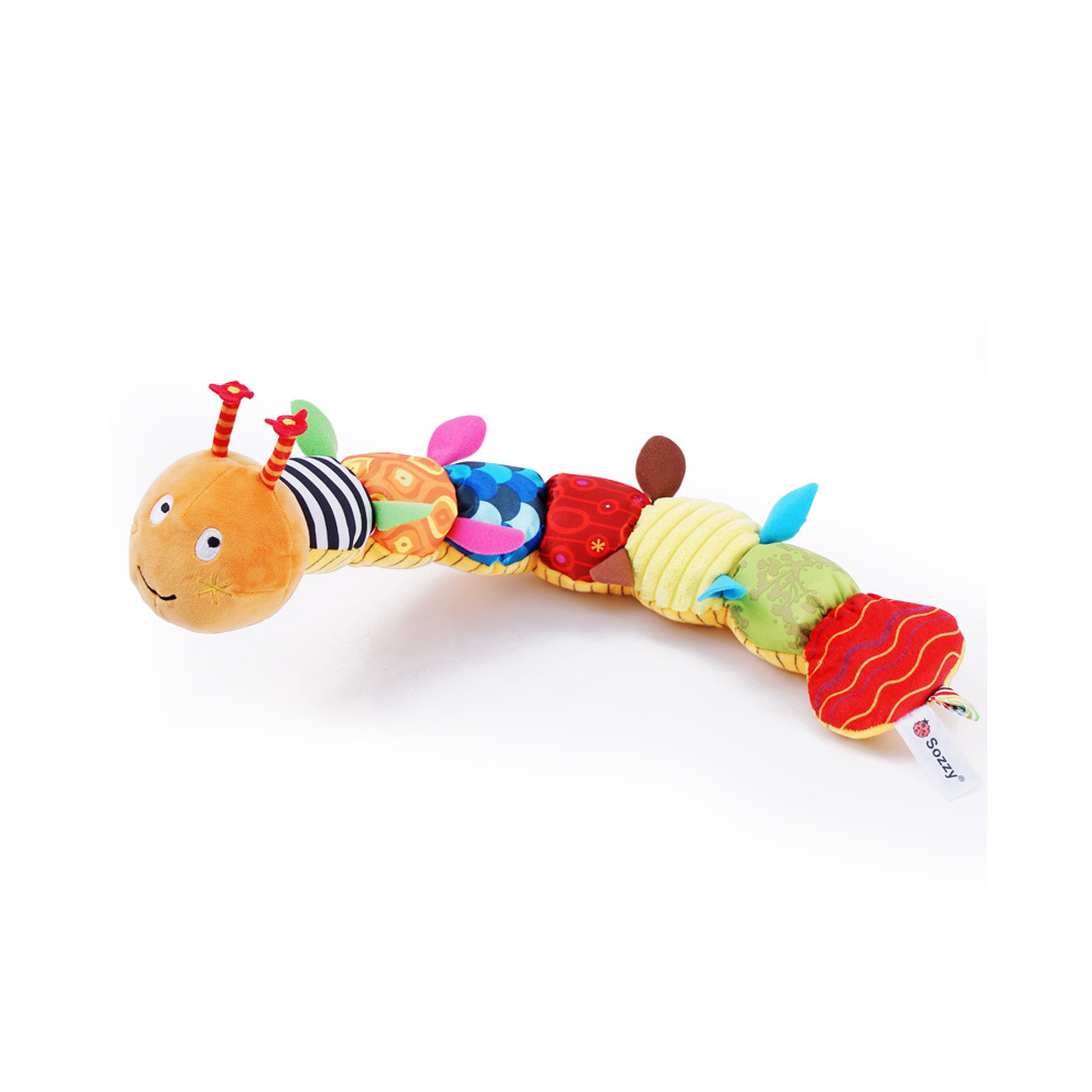 (Orange) Sozzy Plush Musical Caterpillar Baby Toy Soft Sensory Sound Infant Newborn Toys