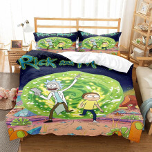 (Style 04, Single(135X200CM/2PCS)) Rick Morty Kids Bedding Single Double Duvet Cover