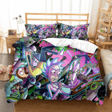 (Style 06, King(220X240CM/3PCS)) Rick Morty Kids Bedding Single Double Duvet Cover