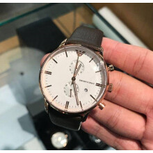 EMPORIO ARMANI MEN'S AR1936 BROWN LEATHER STRAP DIAL ROSE GOLD CASE