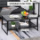 Homcom HOMCOM Two-Tier Coffee Table with Marble Effect Shelf and Metal Frame Black 3