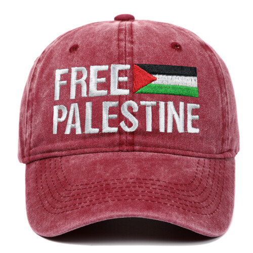 (Wine Red) Free Palestine Support Palestine Hat Adjustable Baseball Cap for Unisex Men&Women