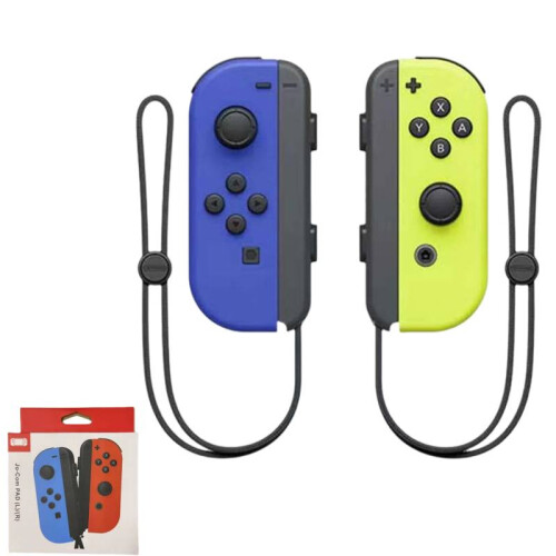 (Blue Yellow) Switch Game Console Bluetooth Left Right Handle Hand Rope Abs Multifunction