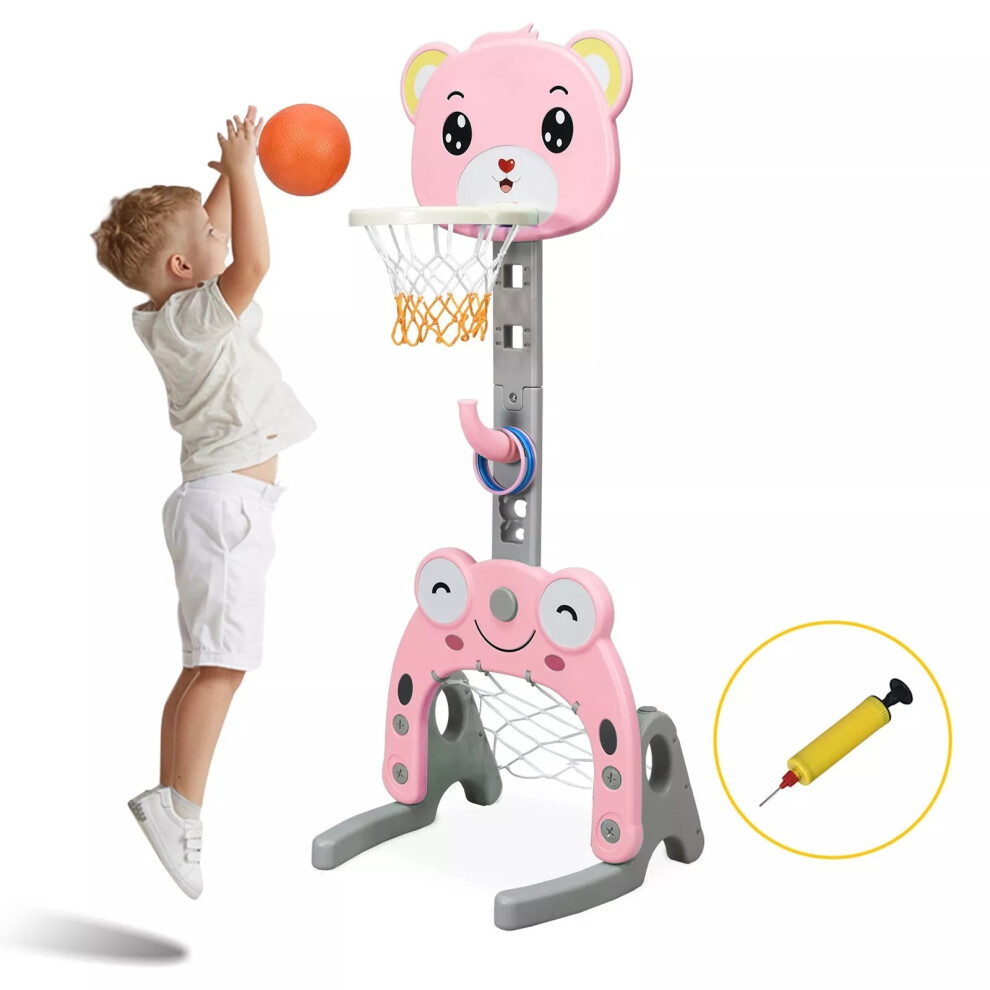 3-in-1 Kids Basketball Hoop Stand Set Ring Toss Portable Sport Center