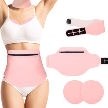 4Pcs Castor Oil Pack, Resuable Castor Oil Pack Wrap Kit, Pink Adjustable Castor Oil Wrap for Liver Detoxification