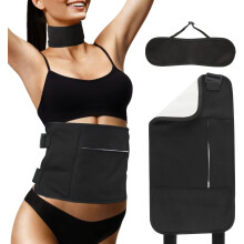 (Black) Adjustable Castor Oil Pack Kit for Liver Detox, 2Pcs Detachable TPU Castor Oil Pack Wrap Reusable Castor Oil Belt Pack