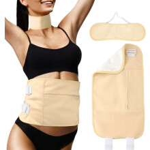 (Khaki) Adjustable Castor Oil Pack Kit for Liver Detox, 2Pcs Detachable TPU Castor Oil Pack Wrap Reusable Castor Oil Belt Pack