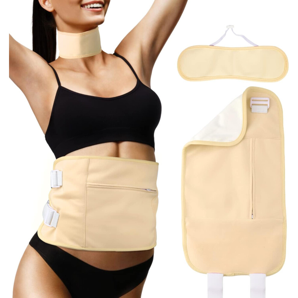 Gogerstar (Khaki) Adjustable Castor Oil Pack Kit For Liver Detox, 2Pcs Detachable Tpu Castor Oil Pack Wrap Reusable Castor Oil Belt Pack