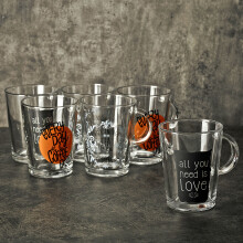 6Pcs 290ml Clear Glass Coffee Tea Mugs Espresso Soup Drinking Cups Set