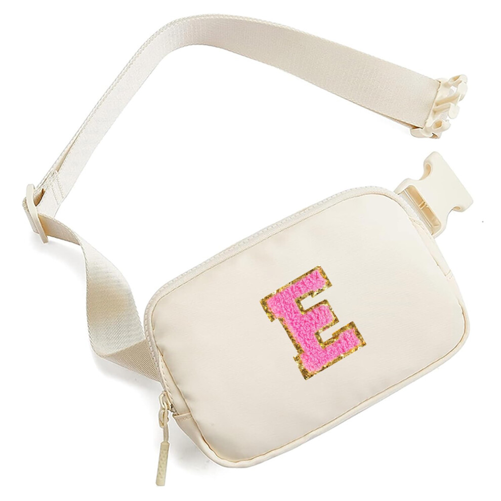 Nylon Travel Crossbody Bag Initial Letter E Fanny Pack Running Workout