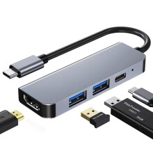 Chronus 4 IN 1 Type C Hub Multifunctional USB Dock HDMI 4K/30hz PD3.0 Fast Charge 87W Adapter Office School Home Travel(Gray)