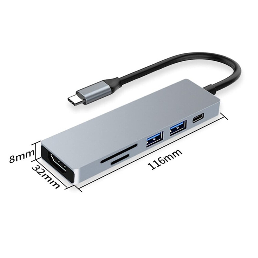Chronus Usb C Adapter For Macbook, 6 In 1 Usb Type-C To 4K Hdmi Multiport Adapter Hub Compatible With Type-C Laptops Like As Macbook Pro,Dell 6976919895065