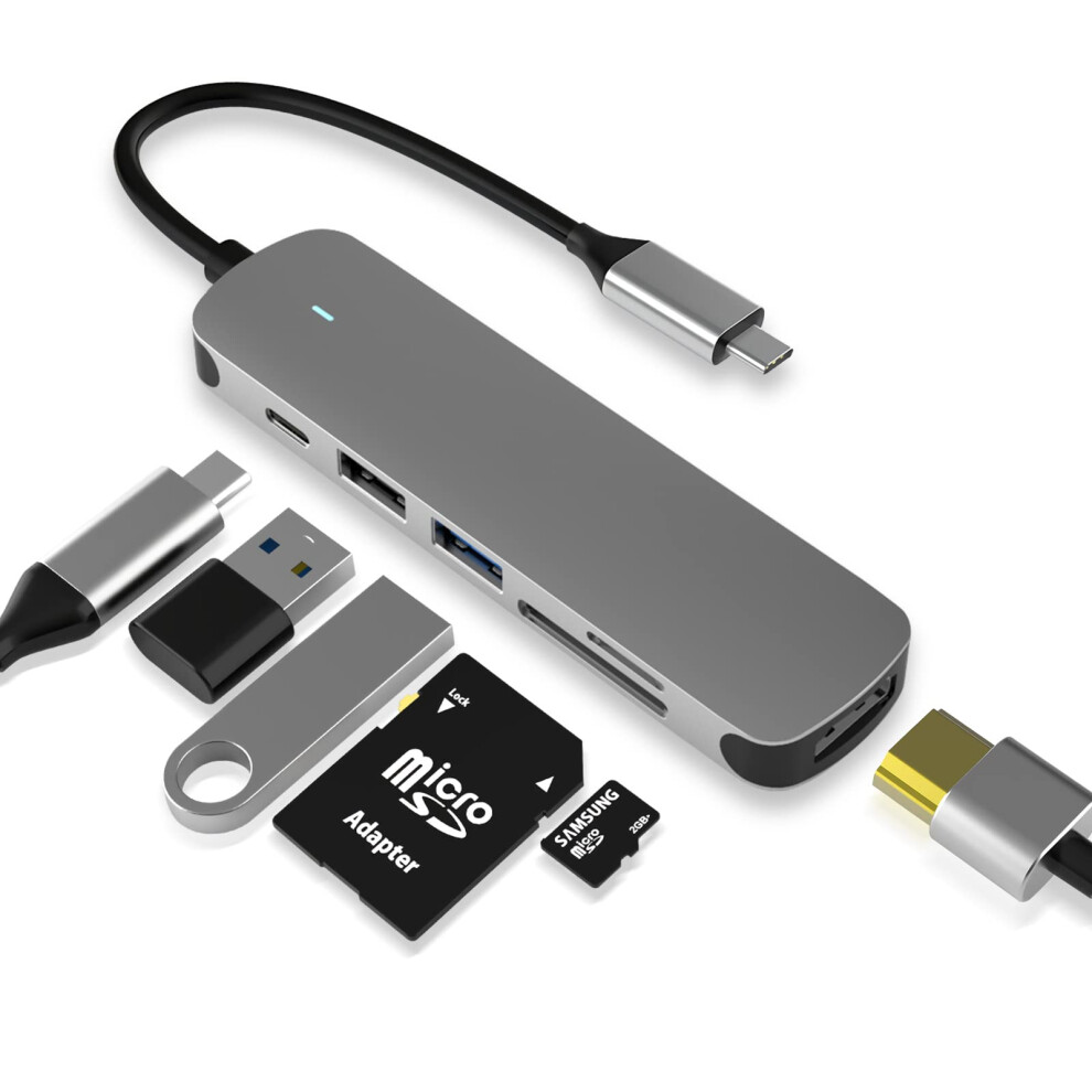 Chronus Usb C Hub, Dongle Usb C Adapter 6 In 1 With Usb 3.0 Connection, 4K-Hdmi, Usb C Connection/Pd, Sd/Tf Card Reader, Docking Station Compatible 6976919895089